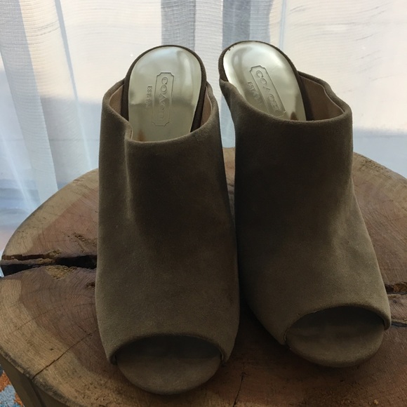 COACH HOLLIE KID SUEDE Wedges SHOES Open Toe-SZ 6 - Picture 7 of 15